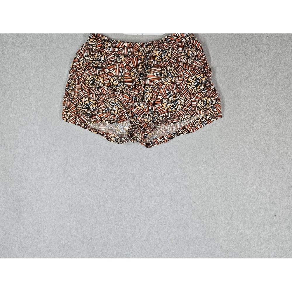 Cynthia Rowley Women Shorts M Orange Floral 100% Linen‎ High Rise 1.5 Inseam